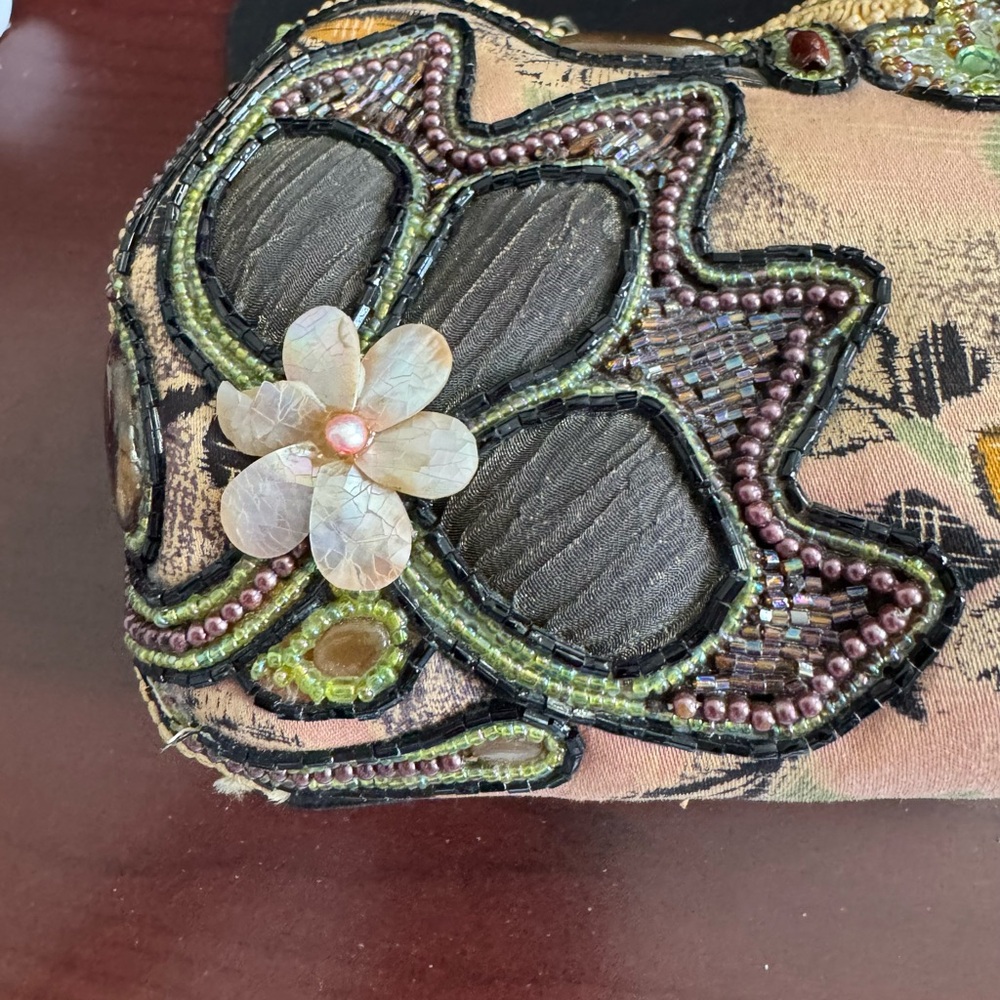 Vintage Mary Frances Floral Shoulder Handbag with Beaded Gold/Brown/Vrs Accents - Picture 3 of 14